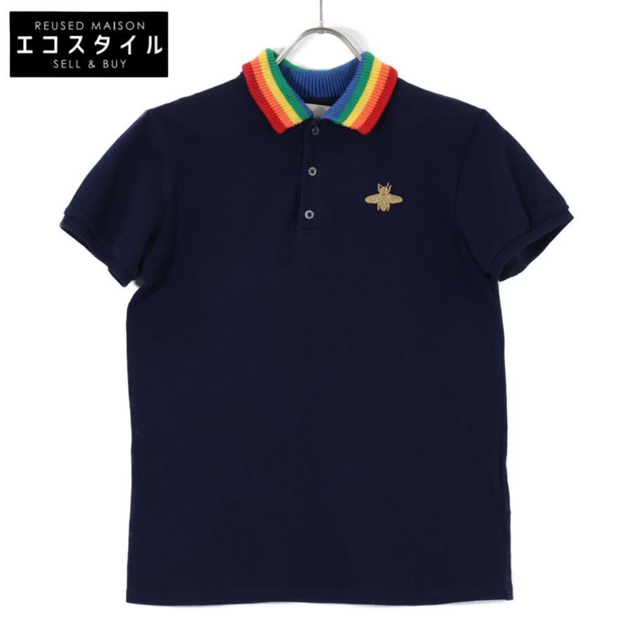 GUCCI（グッチ） 497999 X9L72 ネイビー マルチカラー襟 ポロシャツ