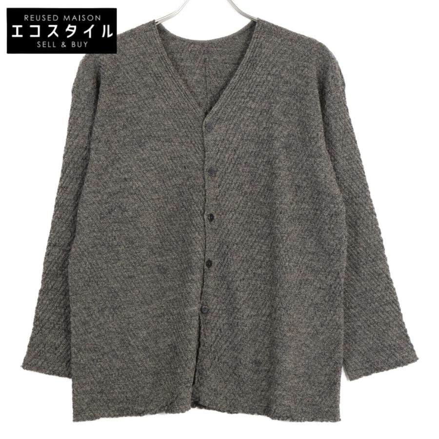 JURGEN LEHL ヨーガンレール グレー ウール ノーカラー シャツ