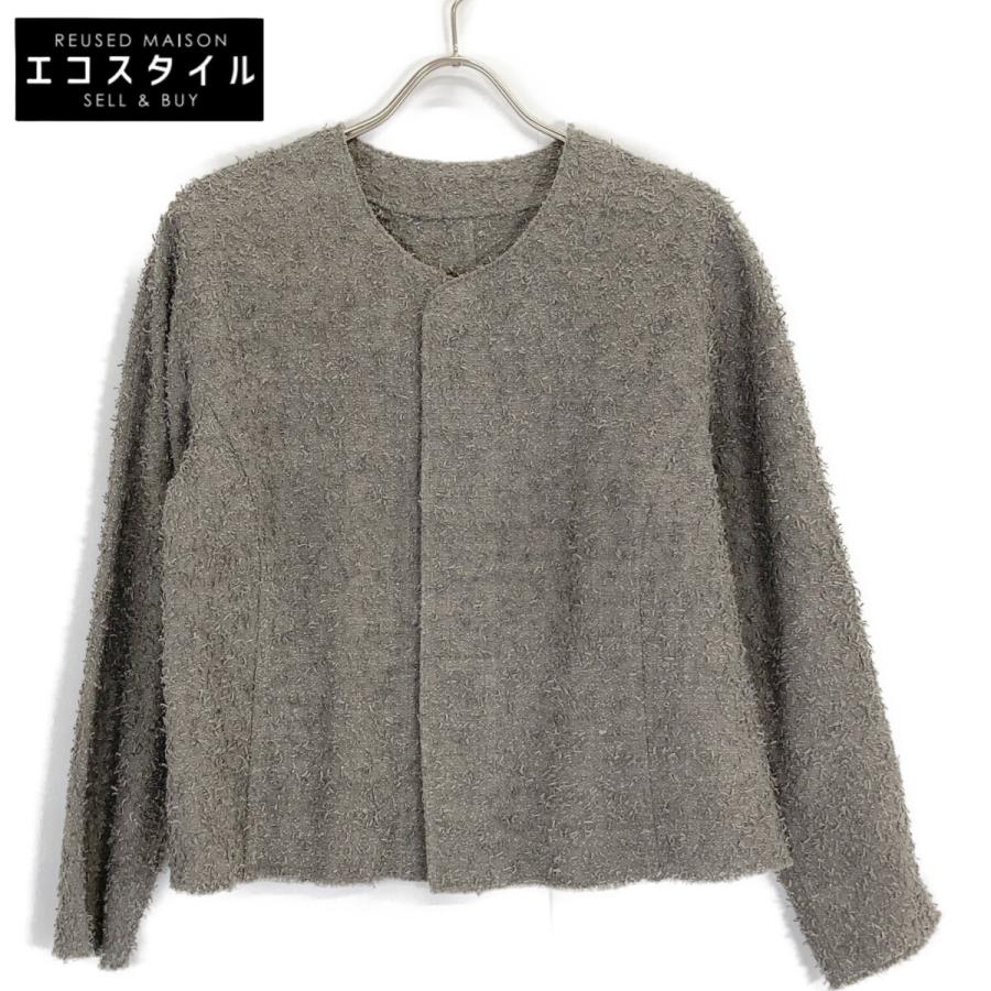 JURGEN LEHL ヨーガンレール グレー コットン ノーカラー ジャケット