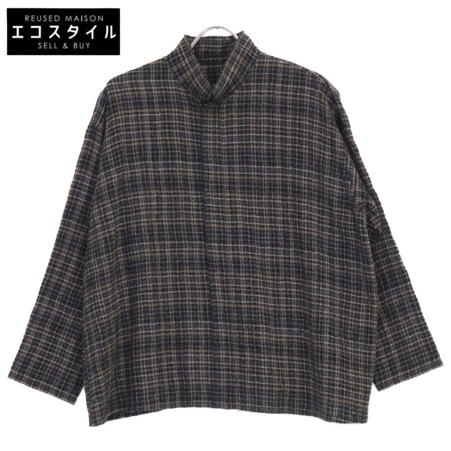 JURGEN LEHL ヨーガンレール トップス ？ ブラック レディース JURGEN LEHL ヨーガンレール ブラック チェック柄 ウール シャツ