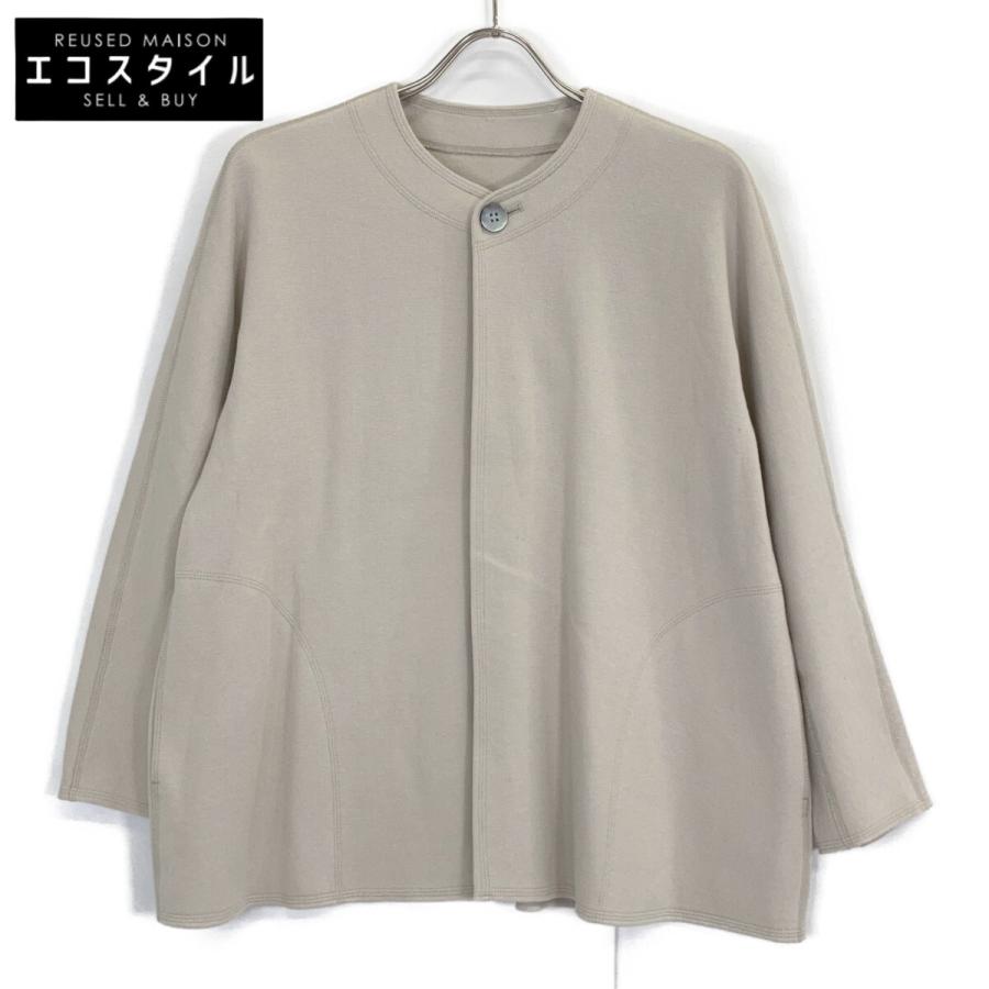 JURGEN LEHL ヨーガンレール ベージュ ノーカラー コットン ジャケット