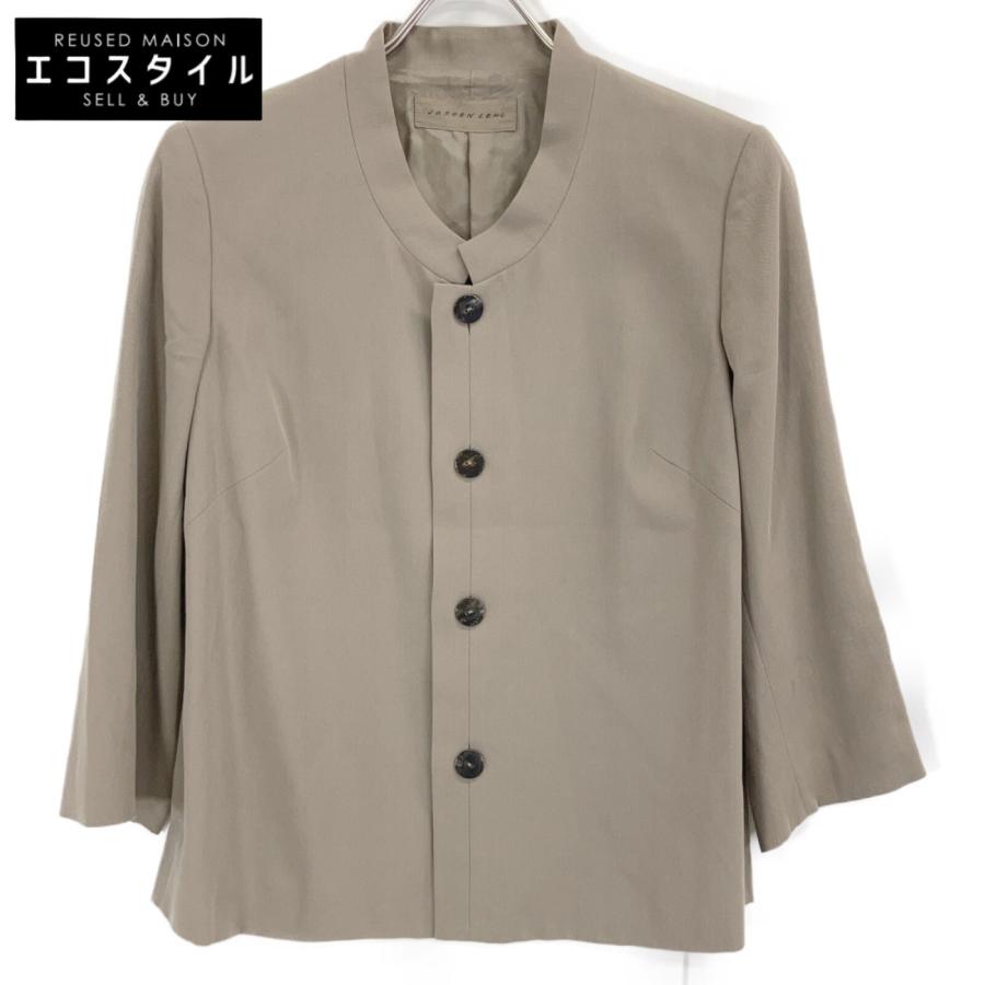 JURGEN LEHL ヨーガンレール ブラウン ノーカラー コットン シャツ