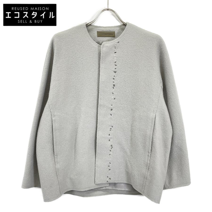 JURGEN LEHL ヨーガンレール グレー ウール ノーカラー ジャケット