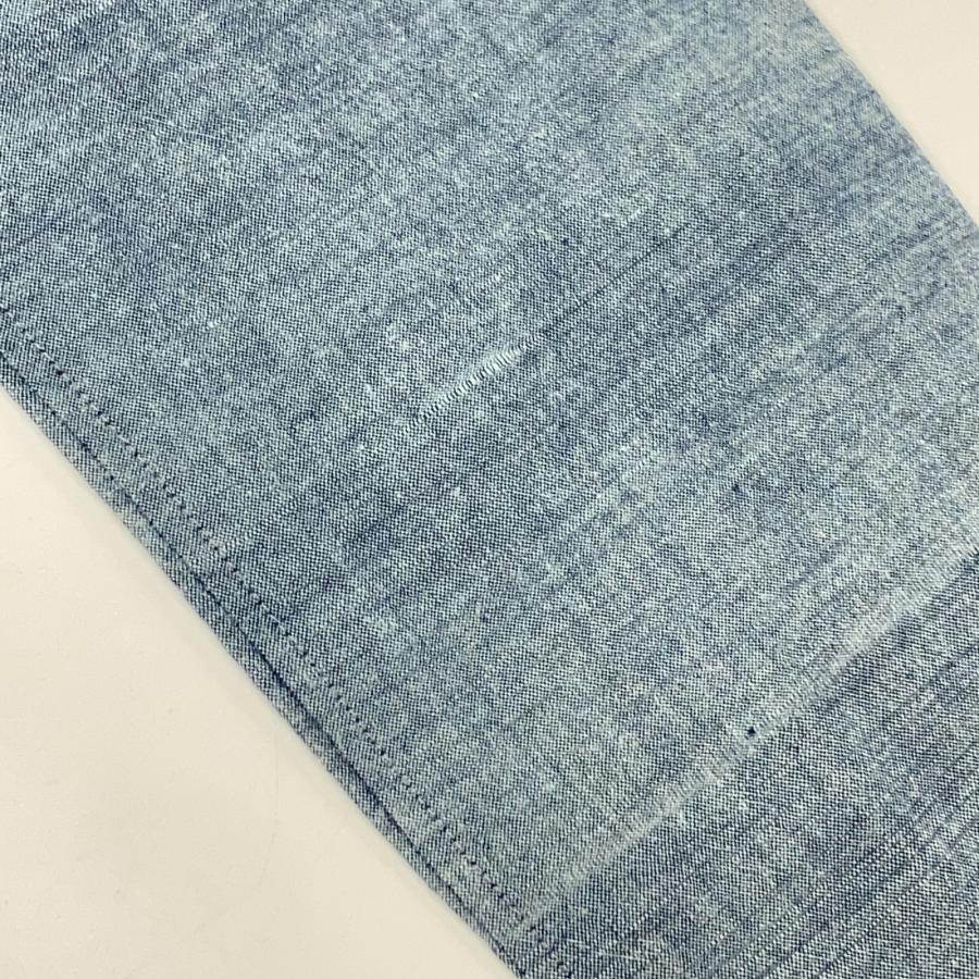 JURGEN LEHL ヨーガンレール グレー ノーカラー 花刺繍 シャツ ブルー トップス コットン レディース 中古_7