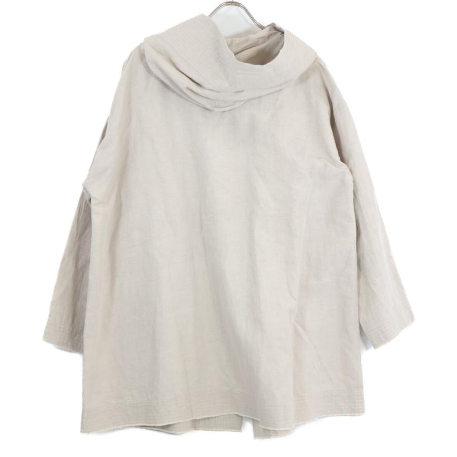 ヨーガンレール リネン 麻 コットン　ロングコート　貝ボタン　M ライトグレー ヨーガンレール リネン 麻 コットン ロングコート 貝ボタン M ライト