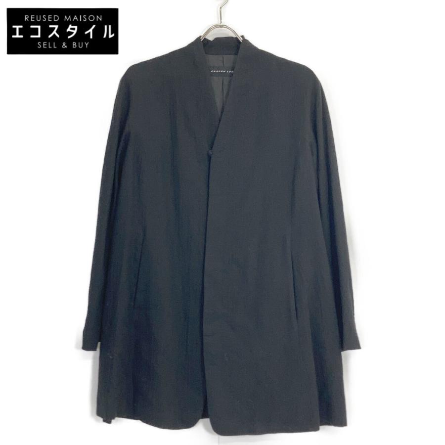 JURGEN LEHL ヨーガンレール ブラック ウール ノーカラー ロング