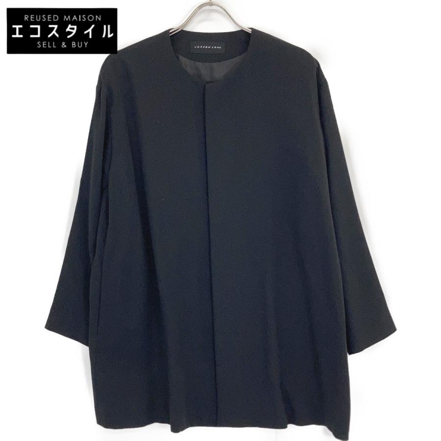 JURGEN LEHL ヨーガンレール ブラック ウール ノーカラー ジャケット