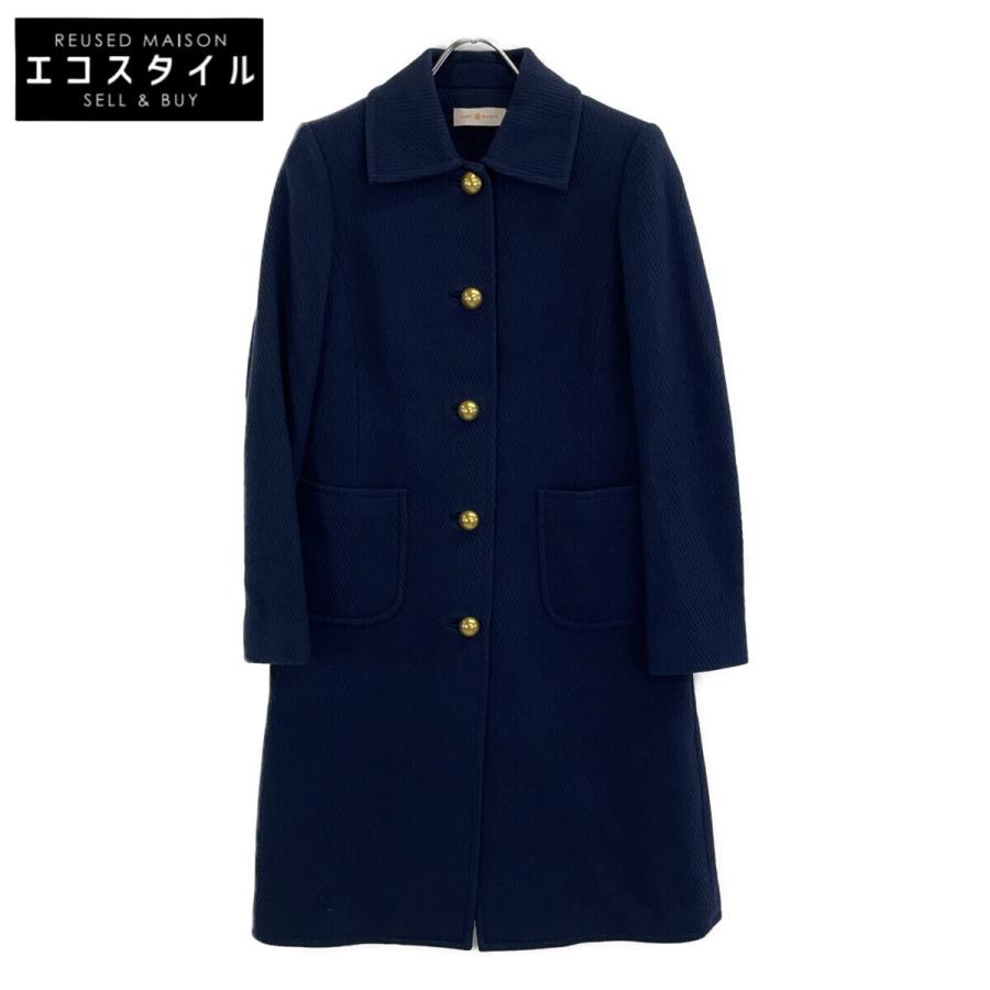 美品✨トリーバーチ ウールコート ネイビー 金ボタン ロング丈 TORY BURCH（トリーバーチ） 10006301 ネイビー 金ボタン ロングコート