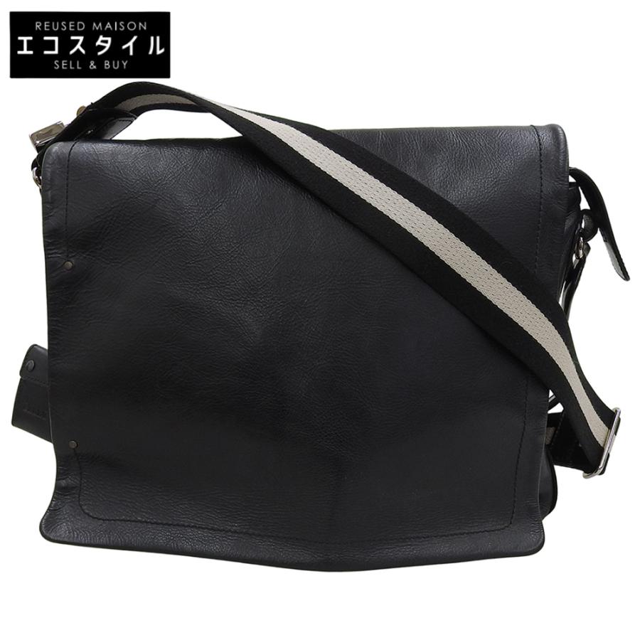 美品✨バリー レザー 本革 メッセンジャーバッグ　　黒 クロスボディ　チャーム Bally（バリー） レザー メッセンジャー ショルダーバッグ メンズ