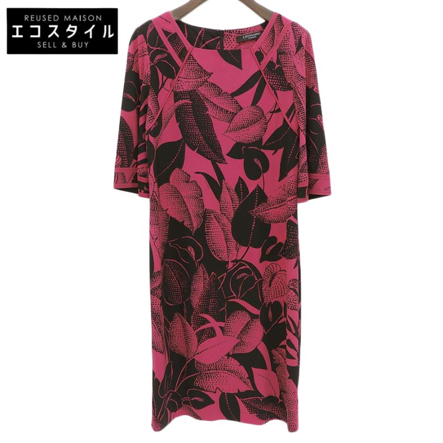 LEONARD（レオナール） カンカン素材 花柄 ボタニカル ワンピース