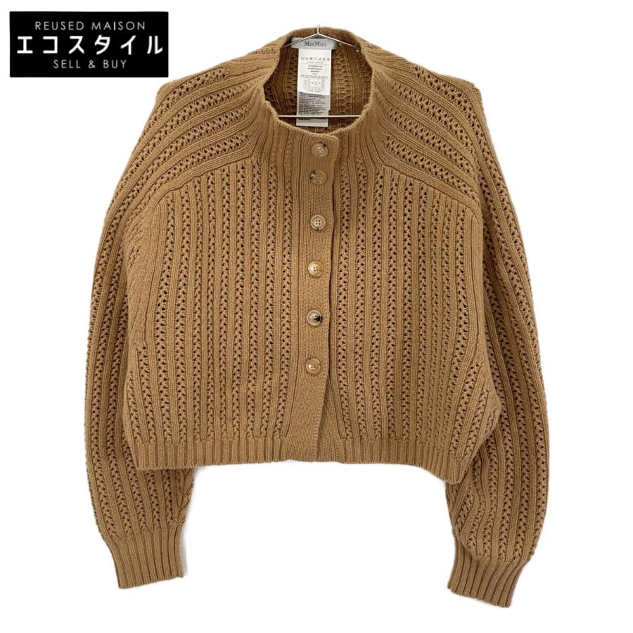 Max Mara マックスマーラ  ｷｬﾒﾙ ｳｰﾙ ｶｼﾐﾔ ｸﾛｯﾌﾟﾄﾞ ｼｮｰﾄ ｶｰﾃﾞｨｶﾞﾝ S Max Mara マックスマーラ キャメル ウール カシミヤ クロップド