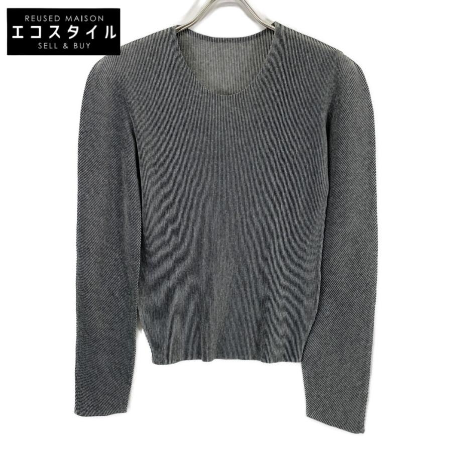 極美品】PLEATS PLEASE プリーツ モックネック 3 グレー系 長袖 【公式
