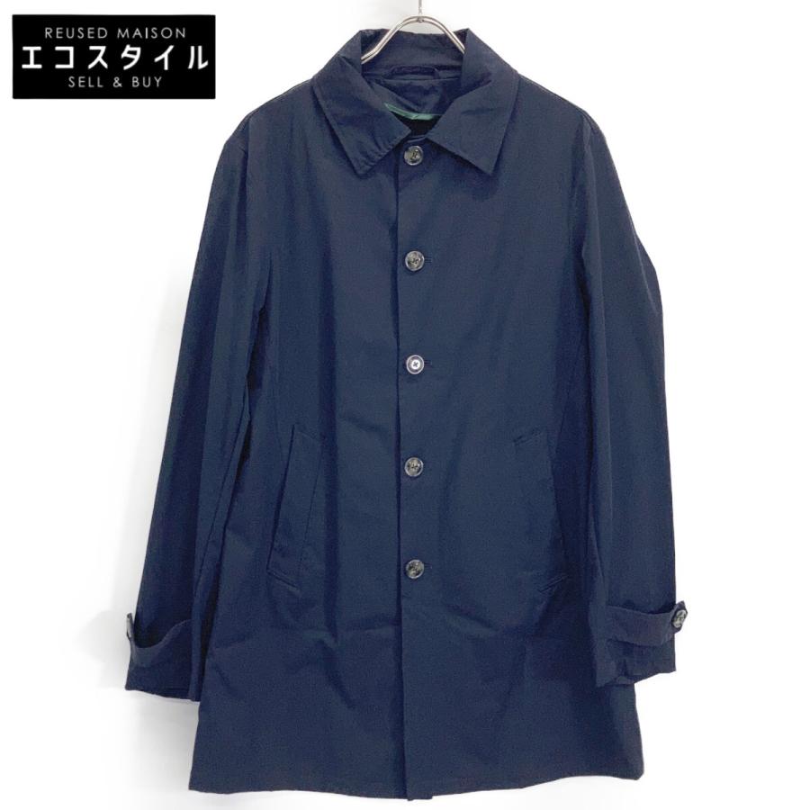 BARBA バルバ ネイビー SPOLVERINO ストレッチナイロン ステンカラーハーフコート 48 BARBA（バルバ） ネイビー SPOLVERINO ストレッチナイロン ステン