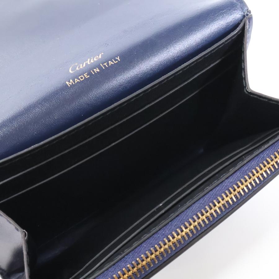 Cartier ウォレット C ドゥ カルティエ ミニウォレット 二つ折り財布 カーフスキン L3001909 ブラック 【中古】Sランク Cartier - Cartier ウォレット C ドゥ カルティエ ミニウォレット 二