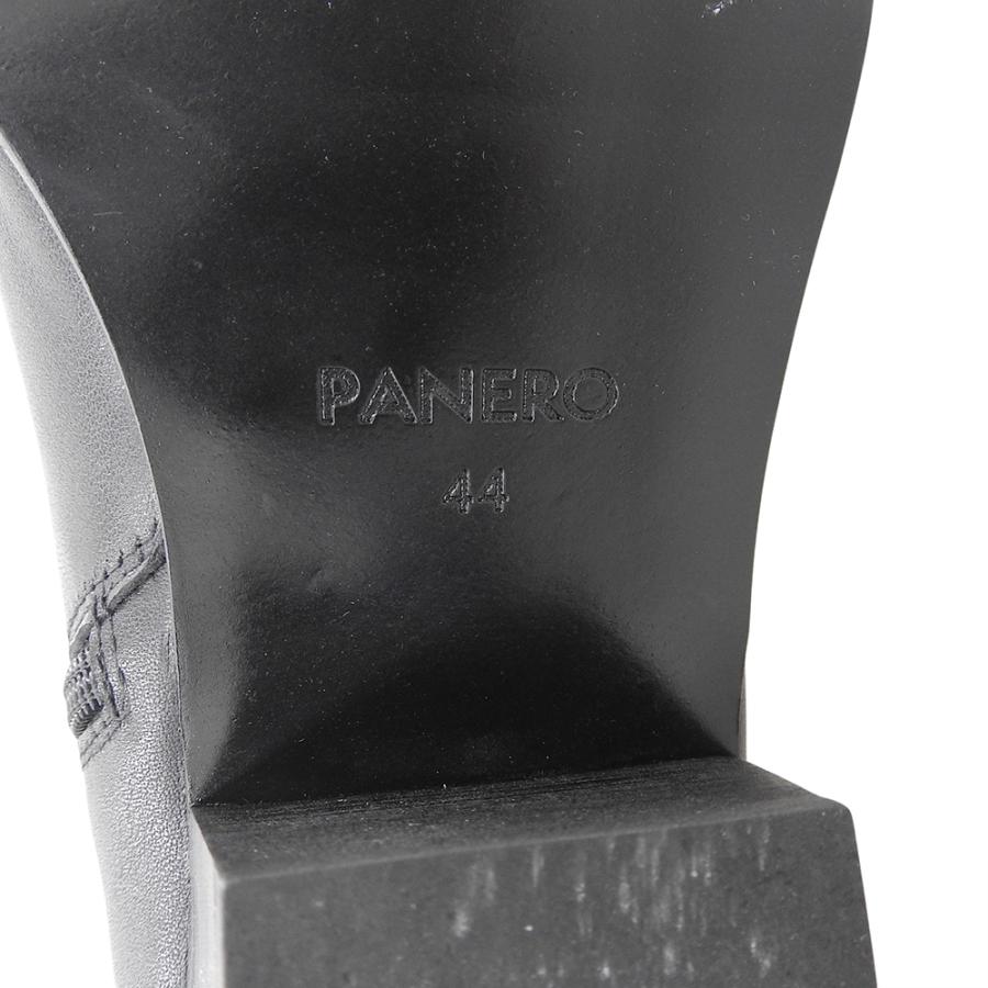 PANERO パネロ サイドジップ レザー ショートブーツ メンズ ブラック