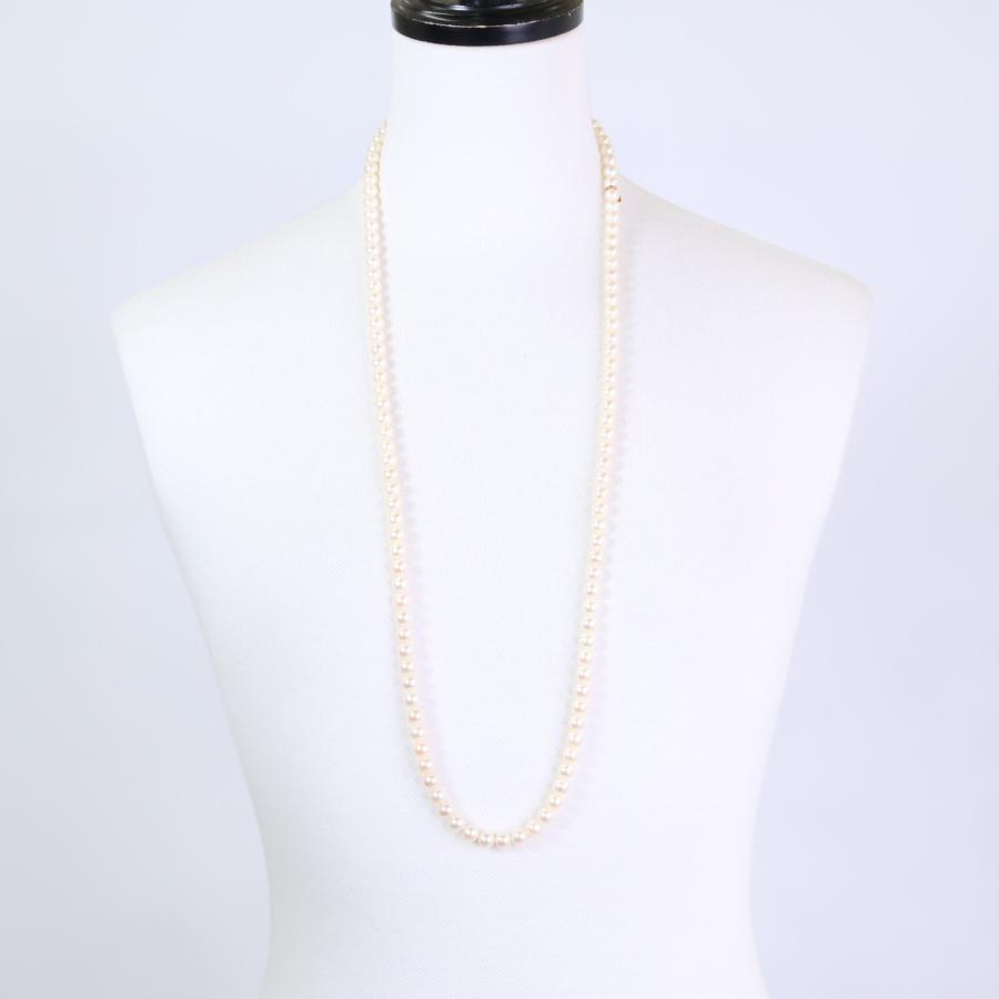 極美品✨MIKIMOTO ミキモト K14 パール　ダイヤモンド　ネックレス MIKIMOTO（ミキモト） K14 6.5-7mm アコヤ真珠 パール 2連 ネックレス