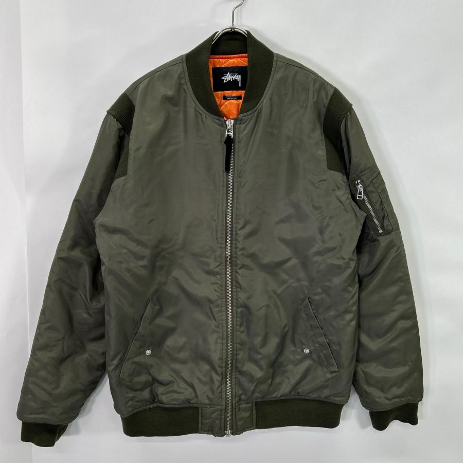 美品 90s OLD STUSSY MA-1 ミリタリーフライトジャケット XL STUSSY（ステューシー） カーキ MA-1 フライトジャケット カーキ L