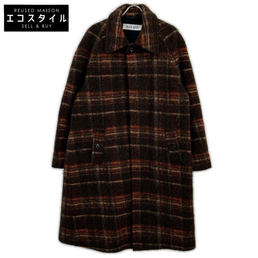 ROLD SKOV ロードスコフ 20AW ブラウン yarra coat 59900モヘヤ ウール チェックコート M ROLD SKOV ロードスコフ 20AW ブラウン yarra coat 59900モヘヤ ウール