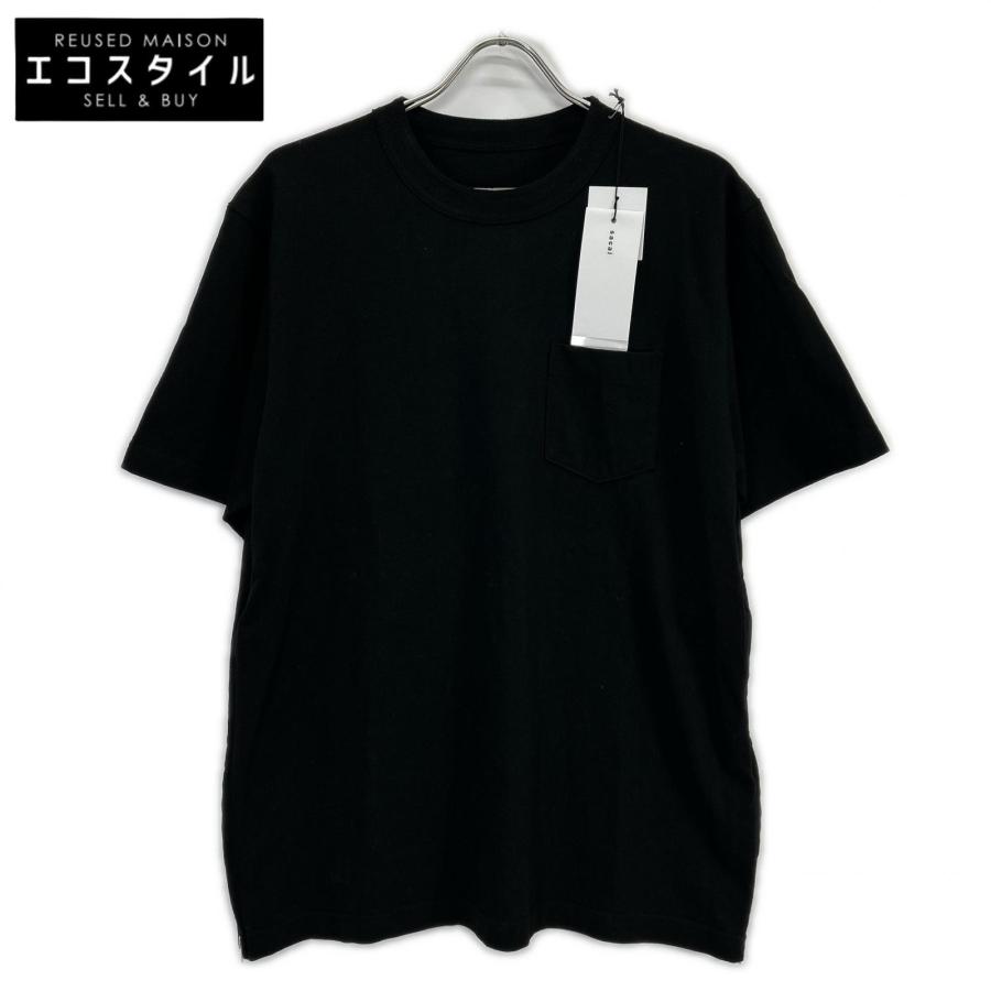 sacai（サカイ） SCM-332 ブラック Side Zip Cotton T-Shirt 4 メンズ