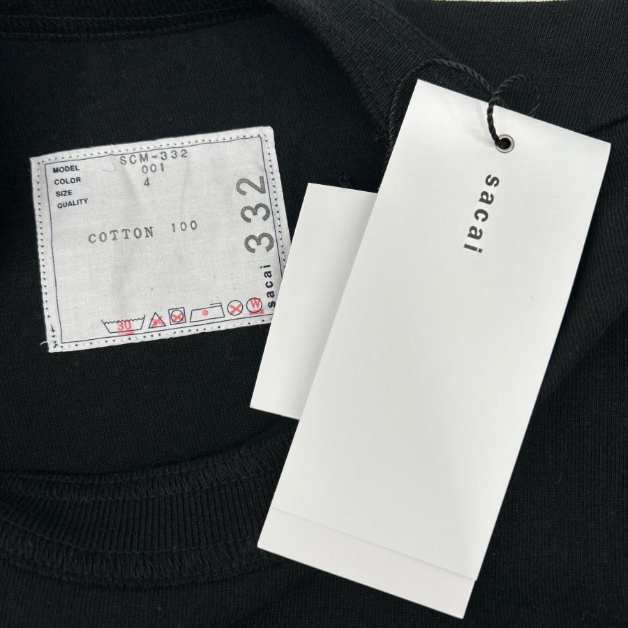 sacai（サカイ） SCM-332 ブラック Side Zip Cotton T-Shirt 4 メンズ