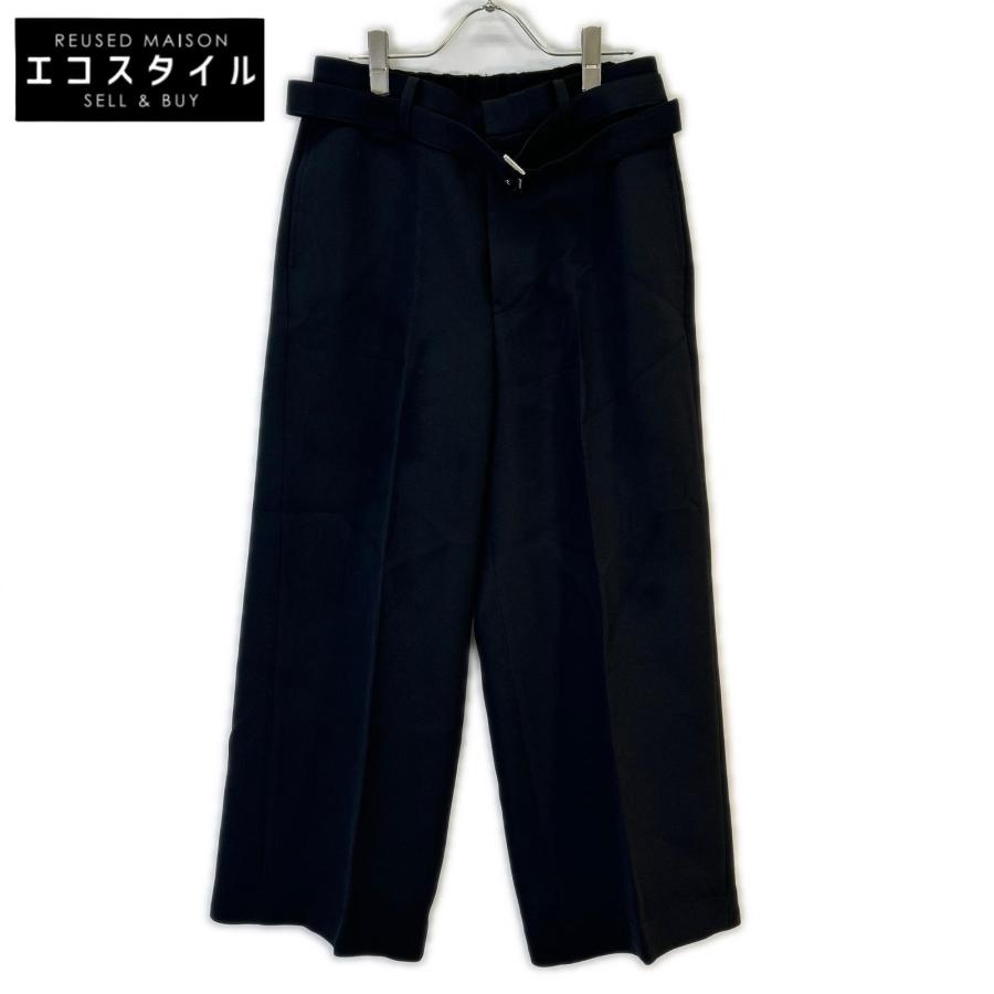 sacai サカイ 25SS ブラック ベルト付きセンタープレススラックスロングパンツ　25-030639M 1 sacai（サカイ） 25SS ブラック ベルト付きセンタープレススラックス