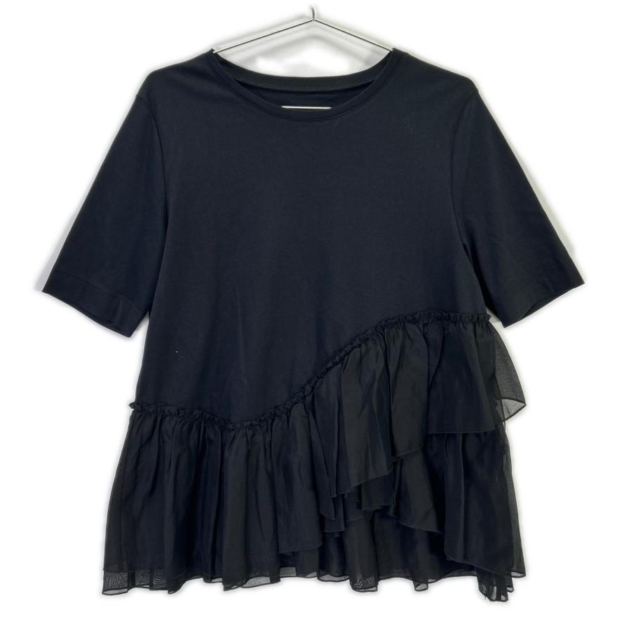 ANAYI（アナイ） 24年製 ブラック フリルプルオーバー 半袖 Tシャツ 