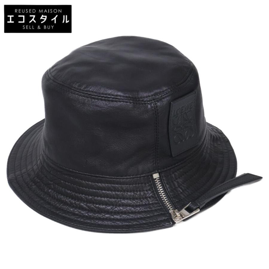 IMページ　極美品！LOEWE アナグラムバケットハット 57 付属品 LOEWE（ロエベ） /国内正規 アナグラム レザー バケットハット 帽子 57