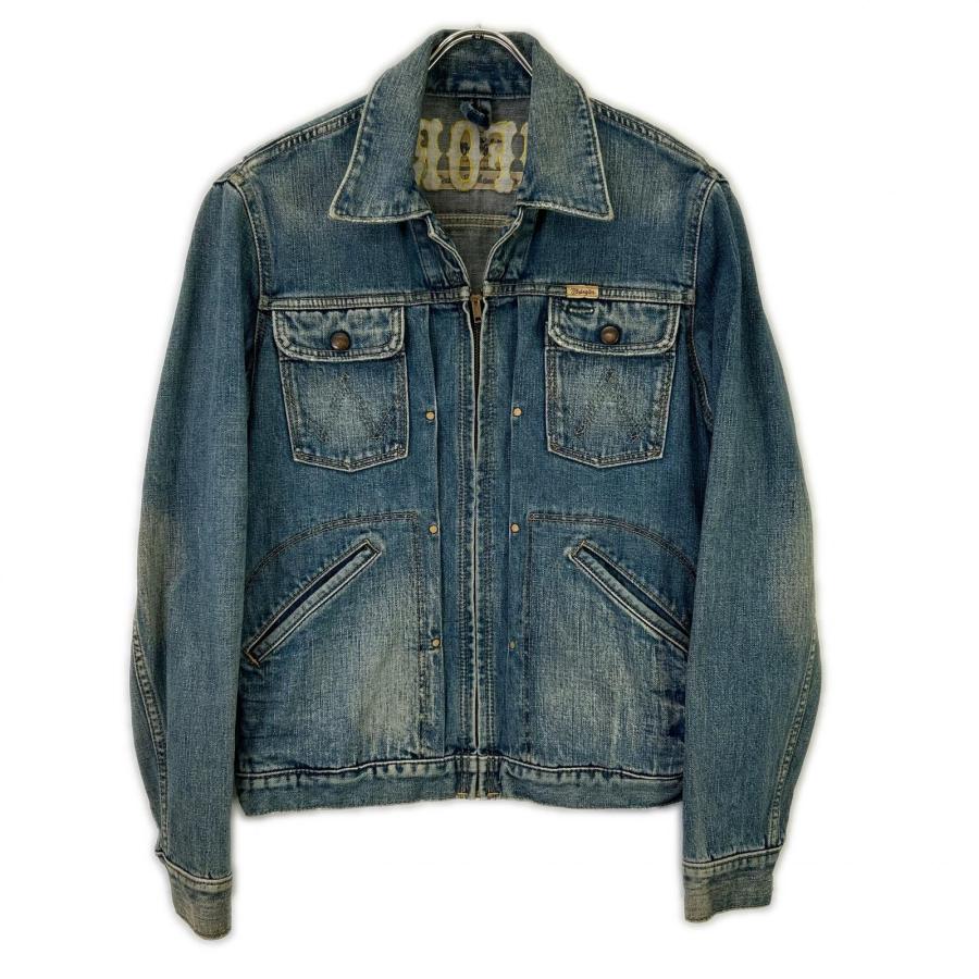 wrangler スタッズ　デニムジャケット　Sサイズ Wrangler（ラングラー） ブルー カリフォルニア刺繍 ジップ デニム