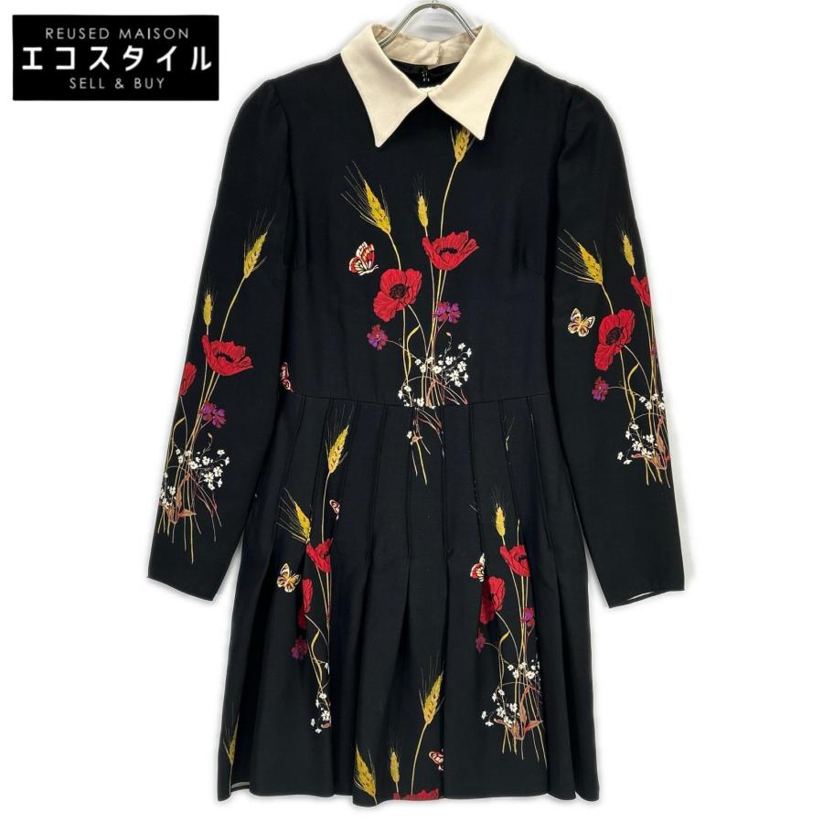VALENTINO ヴァレンティノ RB3VAKY24GK ブラック ウールシルク 花柄 