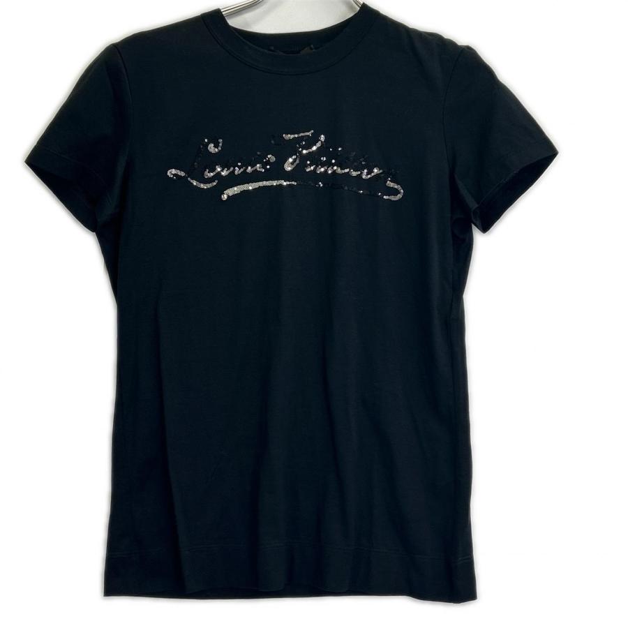 LOUIS VUITTON ルイヴィトン ブラック スパンコールロゴ Tシャツ XS 