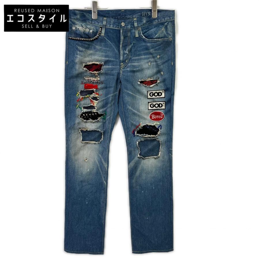 美品/ HYSTERIC GLAMOUR ヒステリックグラマー 02182AP06 ブルー 転写