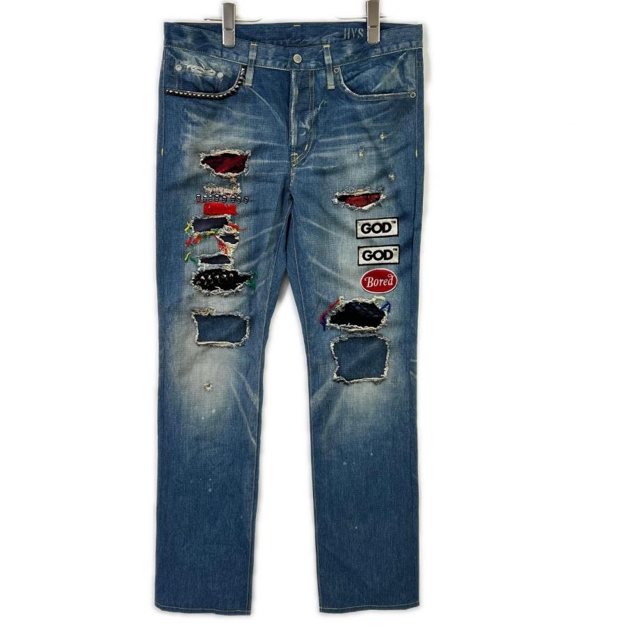 美品/ HYSTERIC GLAMOUR ヒステリックグラマー 02182AP06 ブルー 転写 