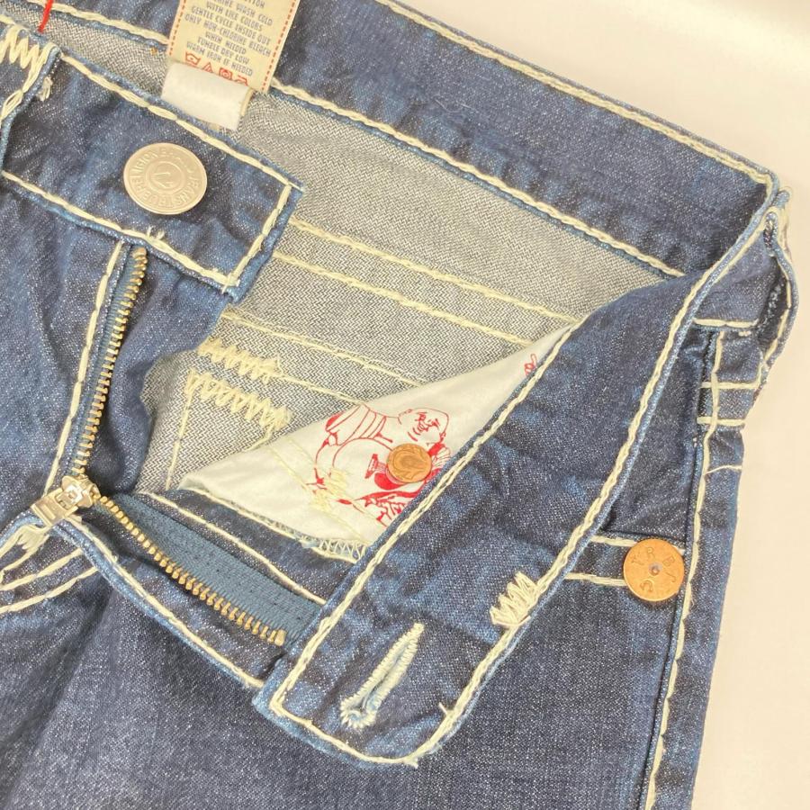 TRUE RELIGION トゥルーレリジョン JOEY SUPER　ネイビー 極太ステッチ ストレートデニム 34 29 TRUE RELIGION（トゥルーレリジョン） JOEY SUPER ネイビー 極太