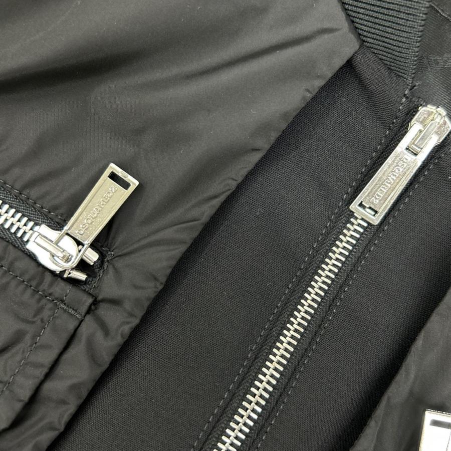 DSQUARED2 ディースクエアード S74AM1208 ブラック レイヤード ボンバージャケット 44 DSQUARED2（ディースクエアード） S74AM1208 ブラック レイヤード