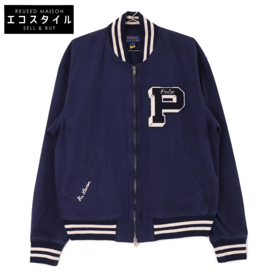 【極美品】ラルフローレン ネイビー ジッパージャケット ロゴ刺繍付き 国内正規/ POLObyRalphLauren ポロラルフローレン ロゴワッペン ジップ