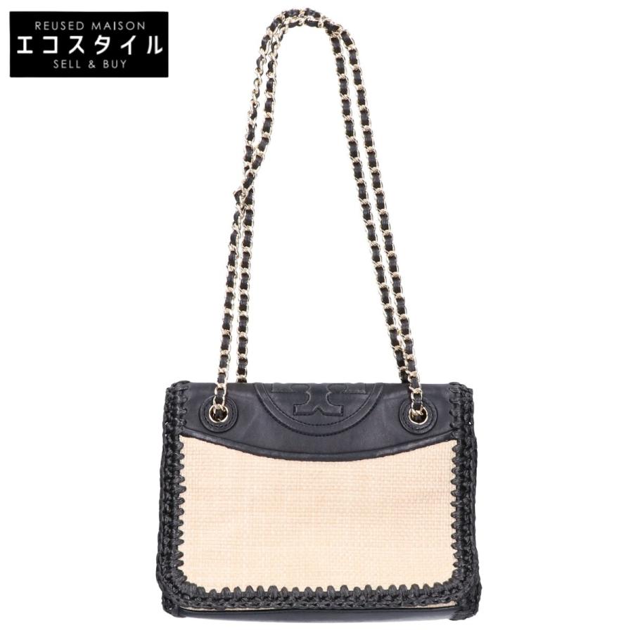 TORY BURCH（トリーバーチ） レザーxラフィア チェーンショルダー 