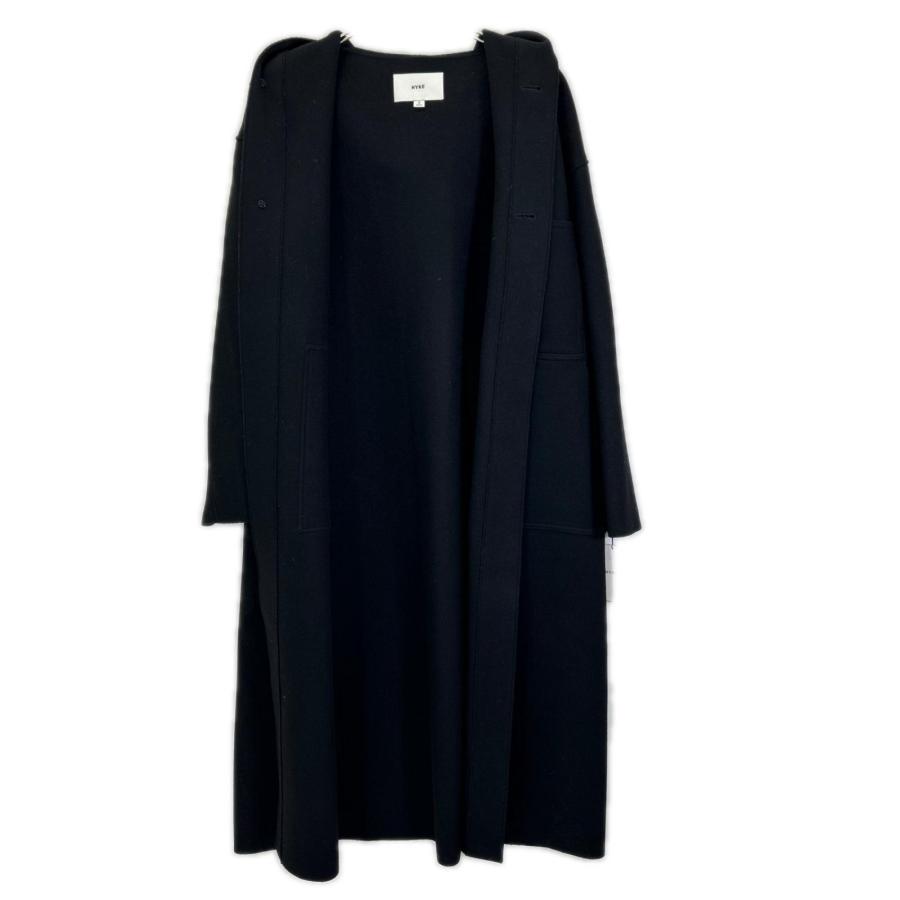 HYKE（ハイク） 232-17397 ブラック ウール MELTON HOODED WORK COAT