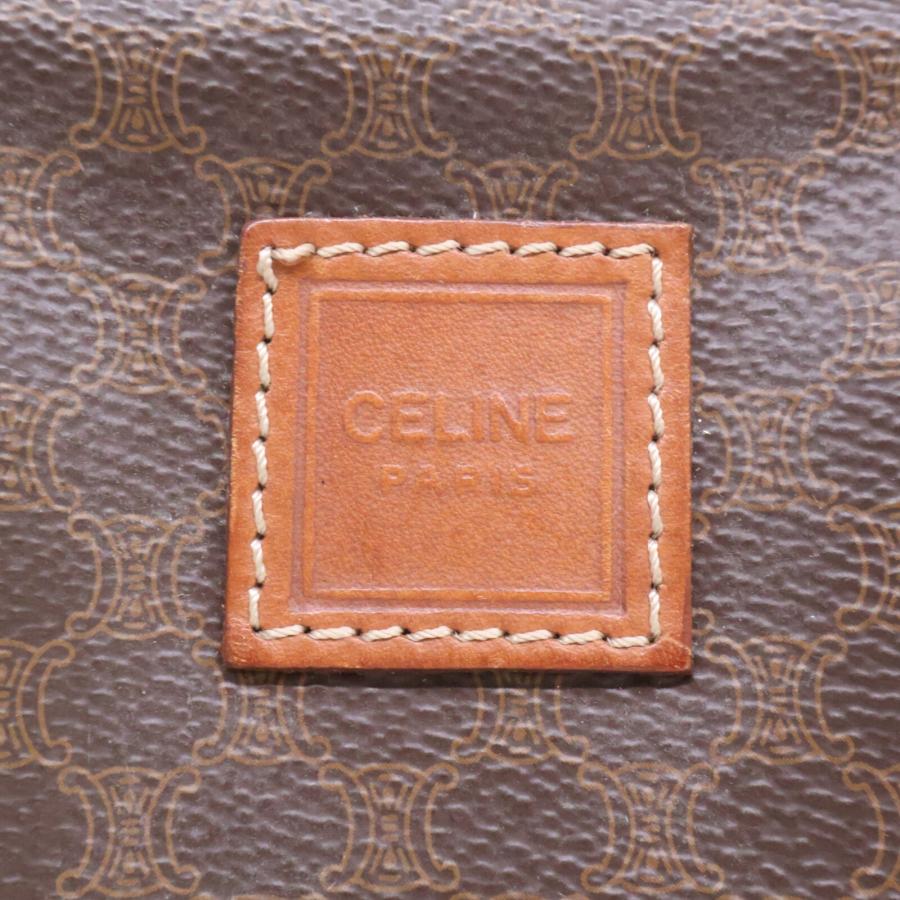 CELINE セレーヌ　マカダム柄　ポーチ　PVC レザー　ブラウン　総柄 CELINE（セリーヌ） マカダム柄 PVC/レザー ポーチ レディース