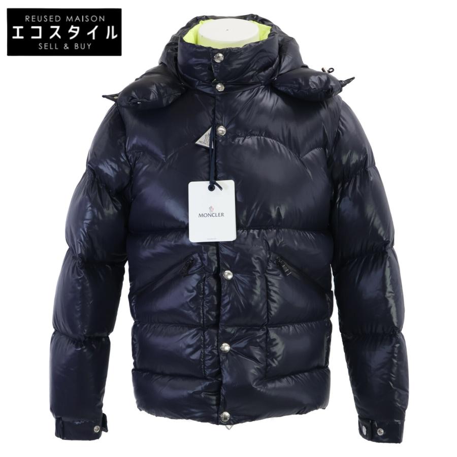 『美品』MONCLER ALEIG モンクレール ダウンジャケット ネイビー 1 MONCLER（モンクレール） 新品同様/ COUTARD フード付ダウンジャケット
