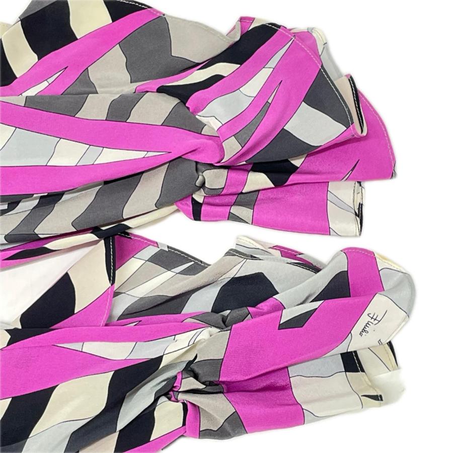 EMILIO PUCCI（エミリオプッチ） ピンクパープル×グレー 総柄 フリル 