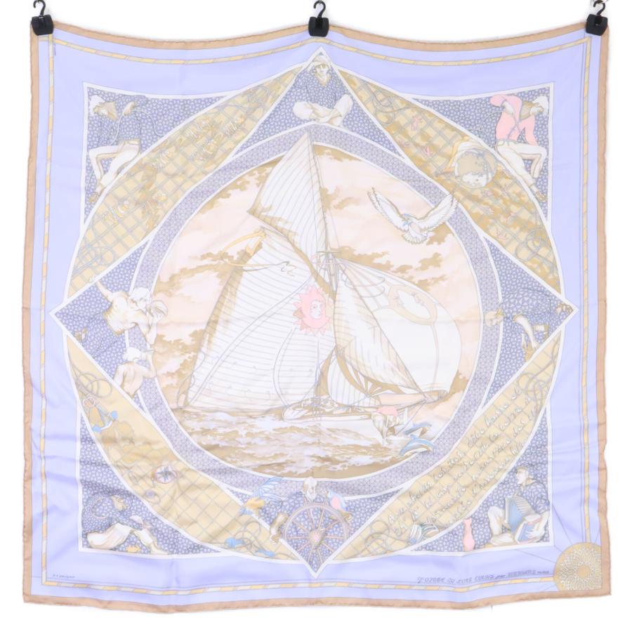 美品 HERMES エルメス 45cmプチスカーフ H EN　Voyage　箱 HERMES（エルメス） VOYAGE au LONG COURS 遠洋航海 シルク カレ90