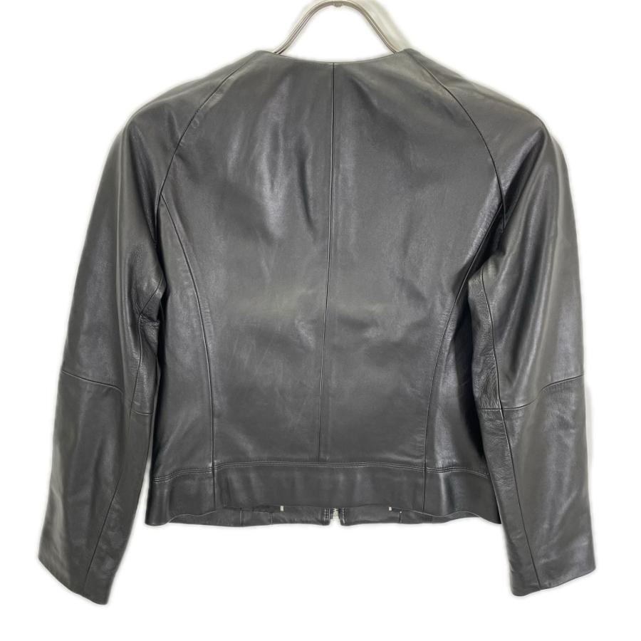 ANAYI アナイ ノーカラー　ペプラムジャケット　36 ブラック　美品 ANAYI（アナイ） 102227-10-060-95 ブラック ラムレザー ノーカラー
