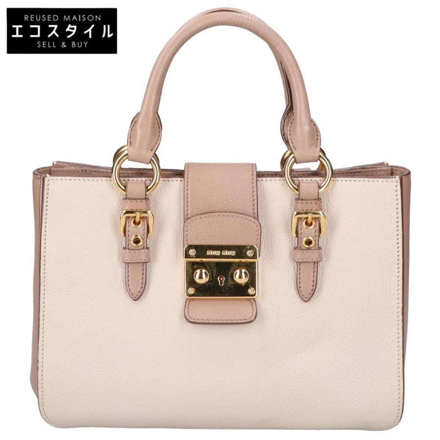 miu miu ベージュ レザー 2wayハンドバッグ miu miu・バッグ・VITELLO LUX ハンドバッグ レザー ベージュ