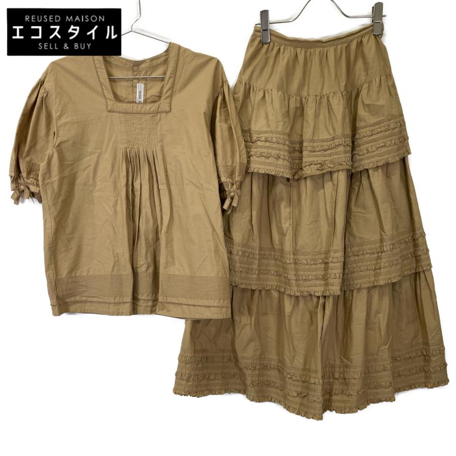KANEKO ISAO カネコイサオ ベージュ ブラウス&スカートセットアップ  