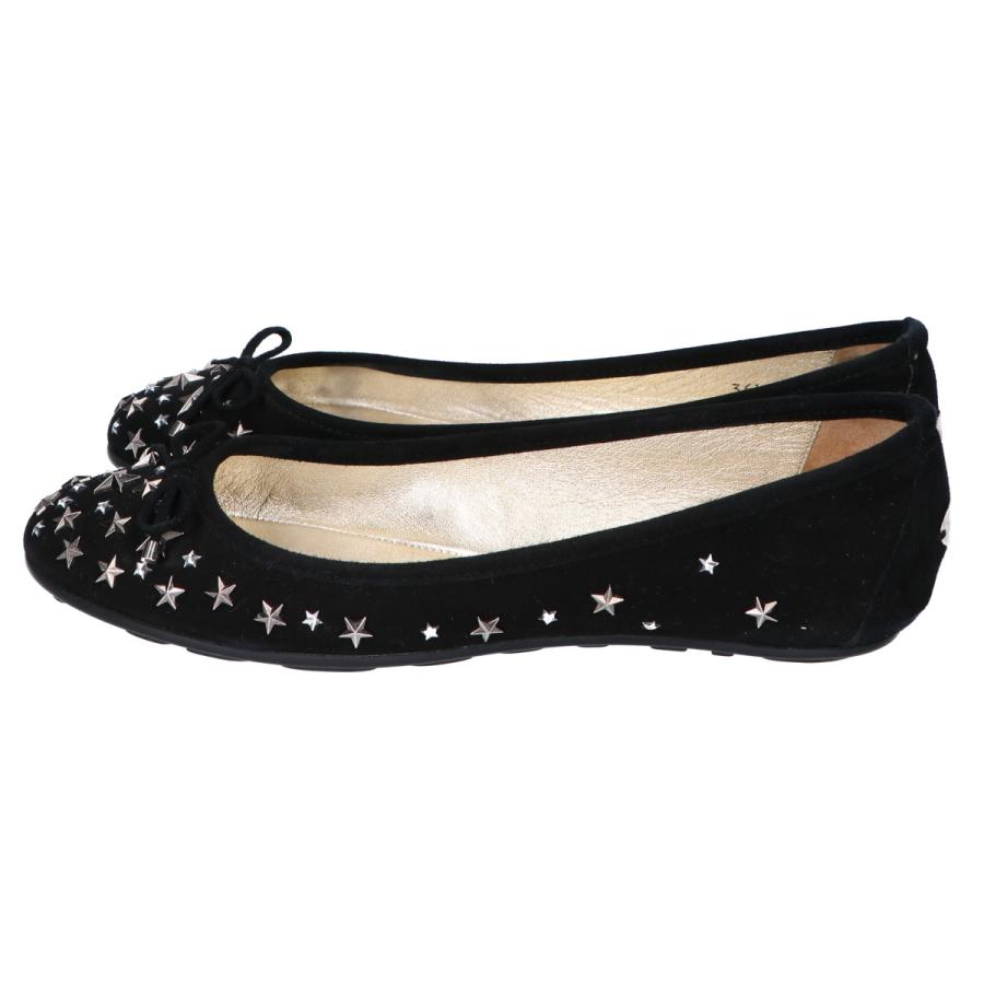 【極美品】Jimmy Choo スタースタッズ フラットシューズ 24cm 美品/ JIMMY CHOO ジミーチュウ 黒 スタースタッズ フラット バレエ