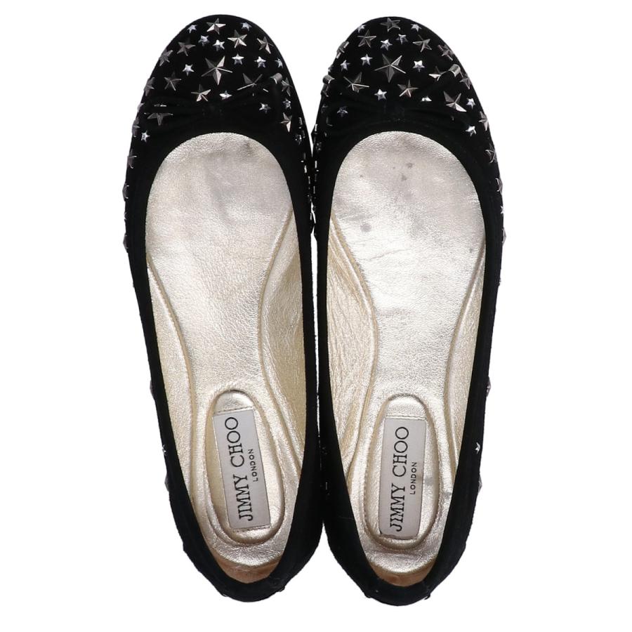 美品/ JIMMY CHOO ジミーチュウ 黒 スタースタッズ フラット バレエ