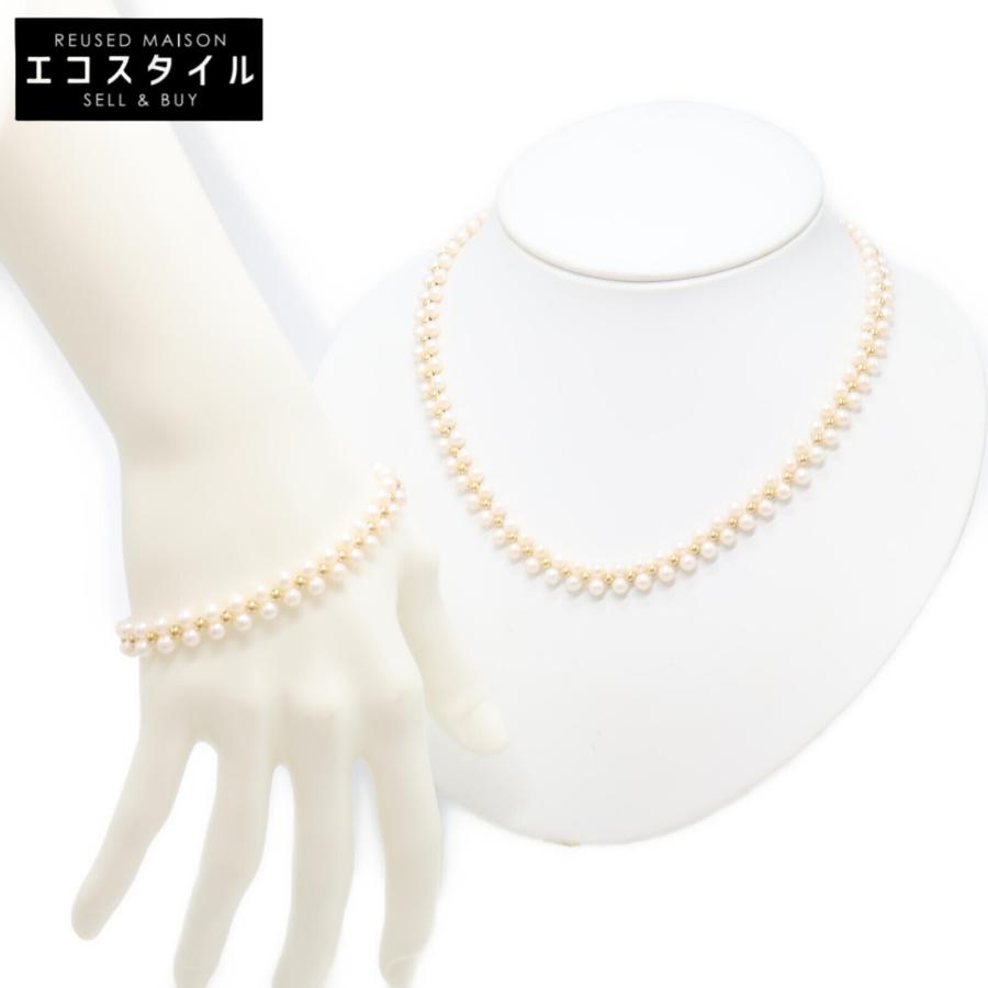 美品 14K ベビーパール ネックレス・ブレスレット 計2点 イエロー 