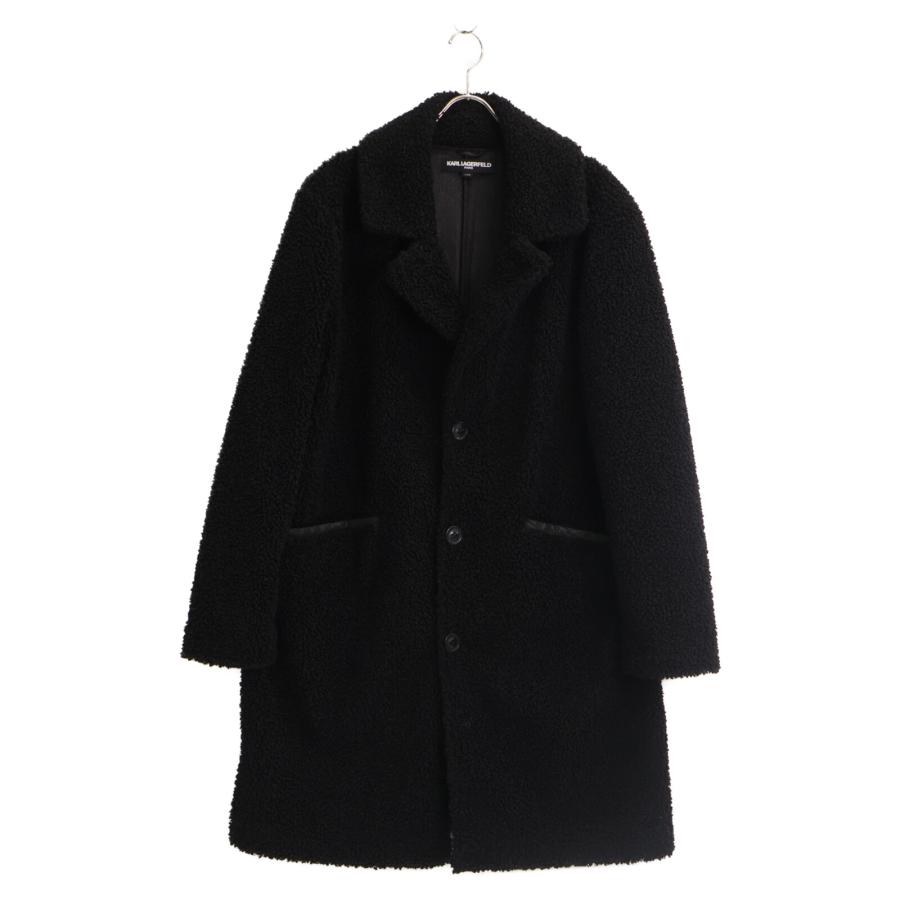 カールラガーフェルド F ウール ピーコート オーバーサイズ ブラック KARL LAGERFELD カール ラガーフェルド LO1C0265 ボアロングコート