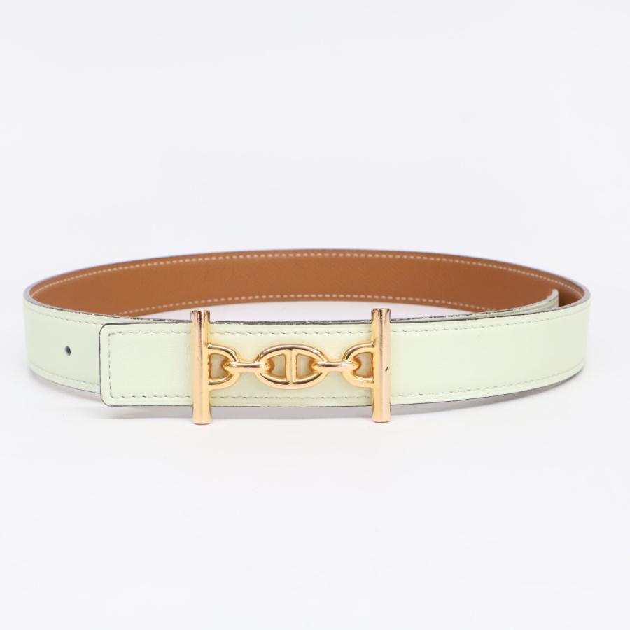 美品 HERMES エルメス ラグーヌ U刻 24mm レザー リバーシブル ベルト