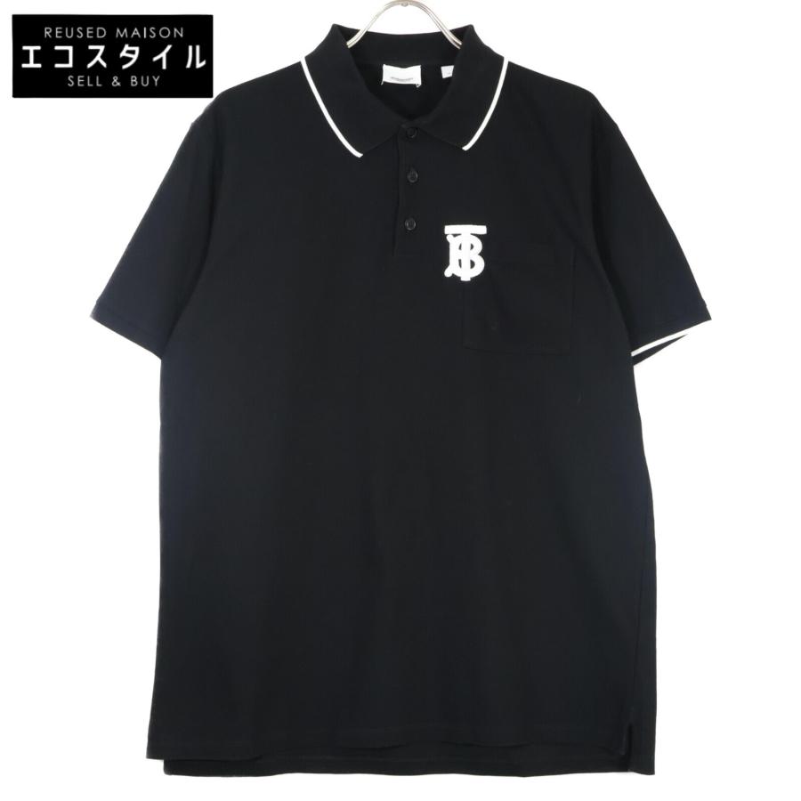 BURBERRY バーバリー PTCRSND80PAR 20SS ﾘｶﾙﾄﾞﾃｨｯｼ TBﾛｺﾞ刺繍ﾎﾟﾛｼｬﾂ トップス M ブラック メンズ BURBERRY（バーバリー） PTCRSND80PAR 20SS リカルドティッシ TBロゴ